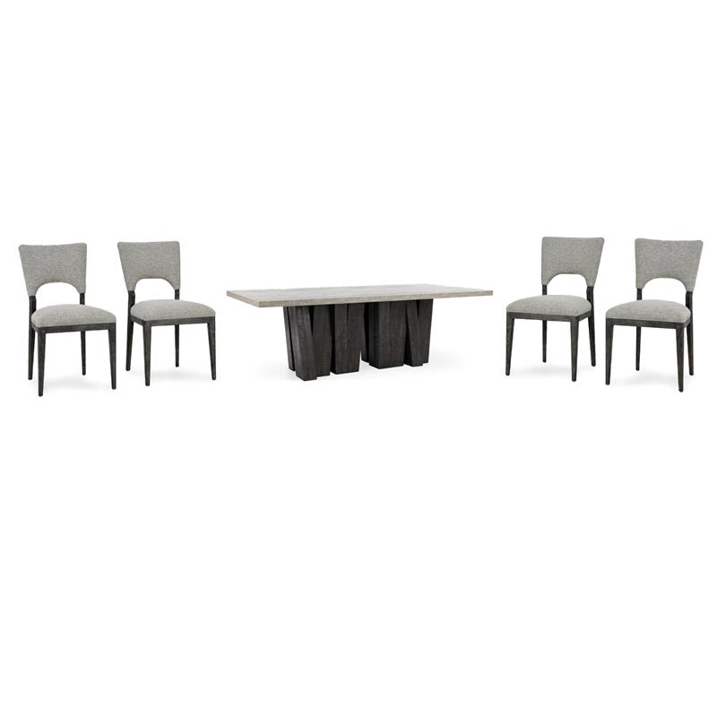 Pemberly Row Set of 5 Fabric Upholstered Dining Chairs & 94