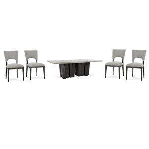 Pemberly Row Set of 5 Fabric Upholstered Dining Chairs & 94&quot Table