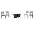 Pemberly Row Set of 5 Fabric Upholstered Dining Chairs & 94