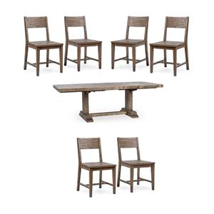 Pemberly Row Set of 7 Solid Wood Dining Chairs & Extendable Table