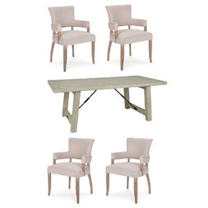 Pemberly Row Set of 5 Upholstered Dining Armchairs & 106&quot Extension Table