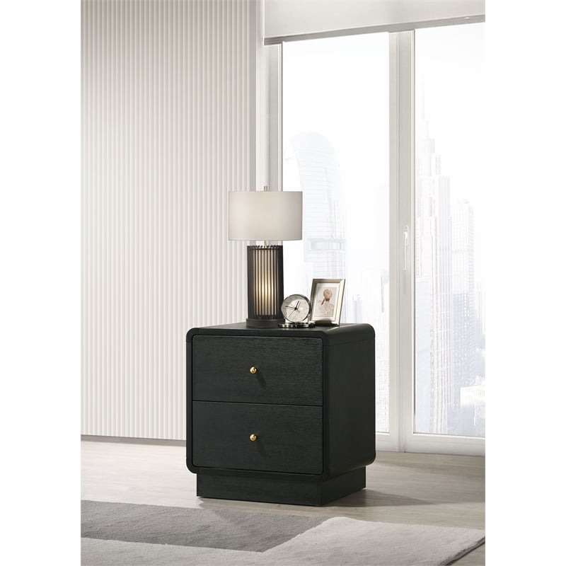 Pemberly Row Set of 4 Queen Wingback Bed & Dresser Cabinet & Nightstands