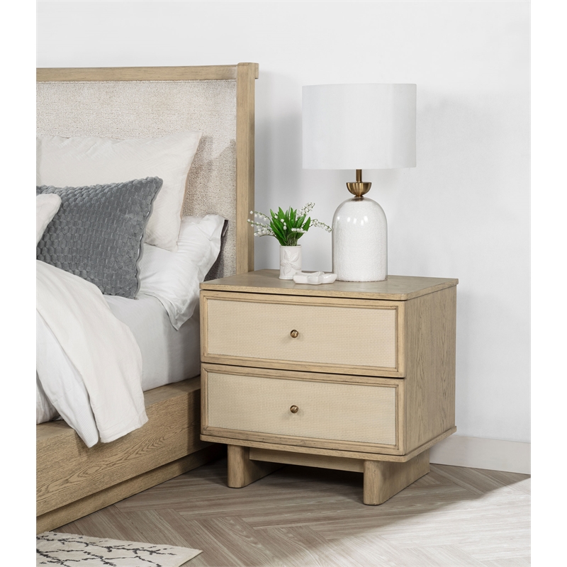 Pemberly Row Set of 4 Full Platform Bed & Dresser with Mirror & Nightstands