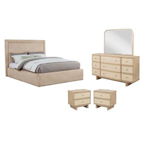 Pemberly Row 4Pc Set Eastern King Platform Bed & Dresser w/ Mirror & Nightstands