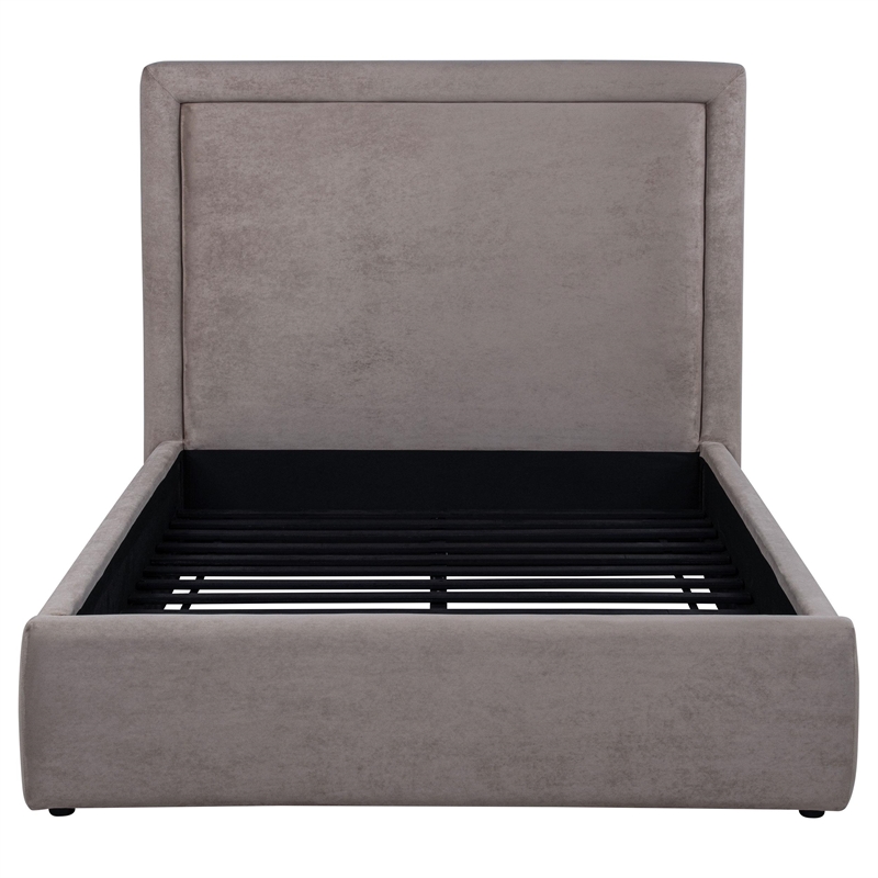 Pemberly Row Set of 4 Fabric Full Panel Platform Bed & Dresser & Nightstands