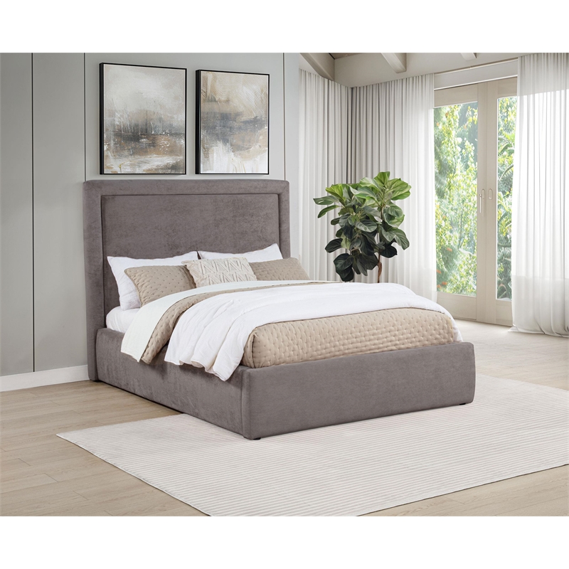Pemberly Row Set of 4 Fabric Full Panel Platform Bed & Dresser & Nightstands