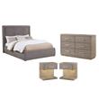 Pemberly Row Set of 4 Fabric Full Panel Platform Bed & Dresser & Nightstands