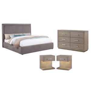 Pemberly Row Set of 4 Eastern King Panel Platform Bed & Dresser & Nightstands