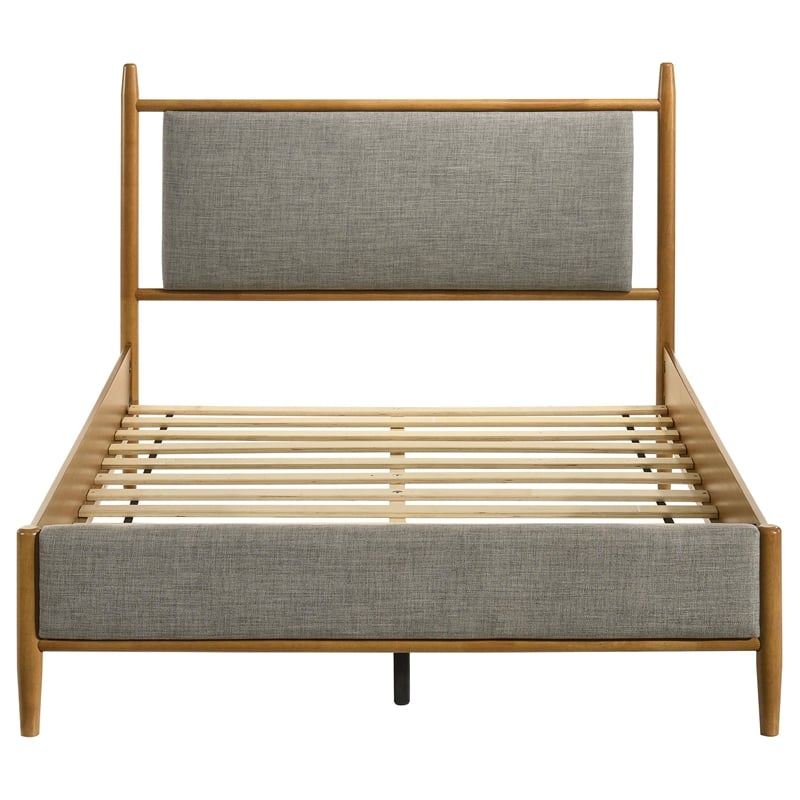 Pemberly Row Set of 4 Full Panel Platform Bed & Dresser w/ Mirror & Nightstands