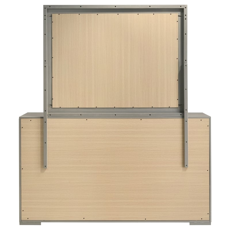 Pemberly Row Set of 4 Full Panel Platform Bed & Dresser w/ Mirror & Nightstands