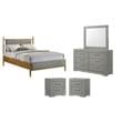 Pemberly Row Set of 4 Full Panel Platform Bed & Dresser w/ Mirror & Nightstands