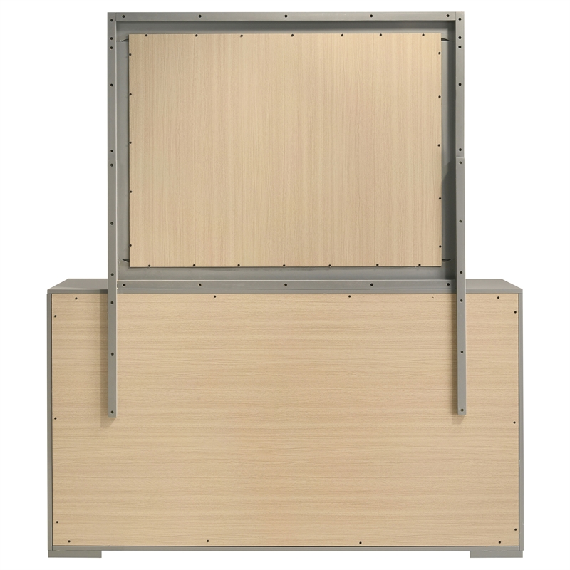 Pemberly Row Set of 4 Twin Panel Platform Bed & Dresser w/ Mirror & Nightstands