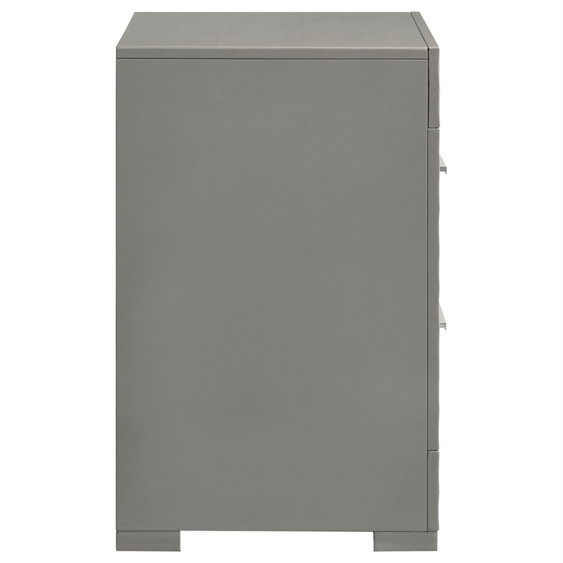 Pemberly Row Set of 4 Twin Panel Platform Bed & Dresser w/ Mirror & Nightstands