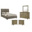 Pemberly Row Set of 4 Queen Panel Platform Bed & Dresser w/ Mirror & Nightstands