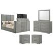 Pemberly Row Set of 4 Queen Panel TV Bed & Dresser with Mirror & Nightstands