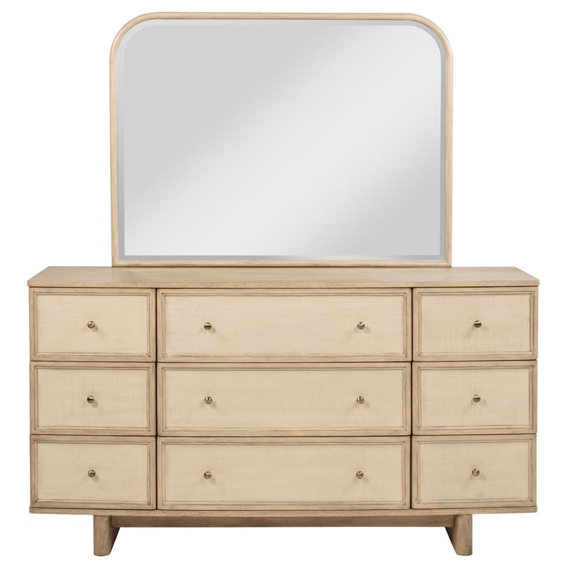 Pemberly Row Set of 4 Queen Platform Bed & Dresser with Mirror & Nightstands