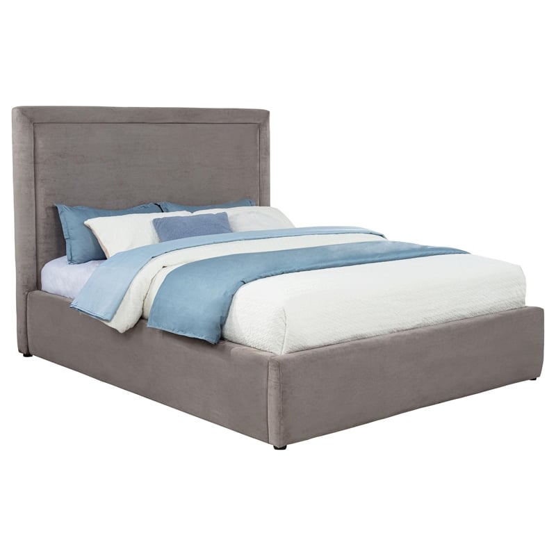 Pemberly Row Set of 4 Fabric Queen Panel Platform Bed & Dresser & Nightstands