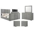 Pemberly Row 4Pc Set Eastern King Panel TV Bed & Dresser w/ Mirror & Nightstands