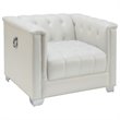 Pemberly Row Set of 2 Upholstered Track Arm Accent Chairs in Pearl White
