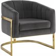 Pemberly Row Set of 2 Upholstered Barrel Back Accent Chairs in Dark Gray