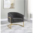 Pemberly Row Set of 2 Upholstered Barrel Back Accent Chairs in Dark Gray