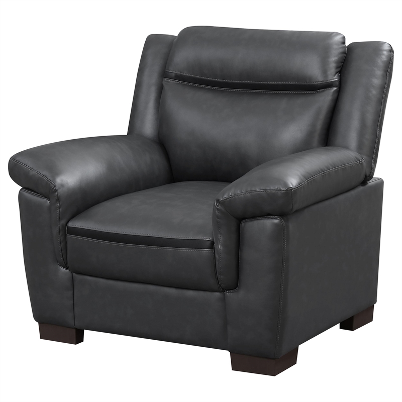 Pemberly Row Set of 2 Upholstered Padded Arm Accent Chairs in Gray