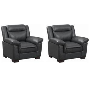 Pemberly Row Set of 2 Upholstered Padded Arm Accent Chairs in Gray