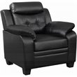 Pemberly Row Set of 2 Upholstered Padded Arm Tufted Accent Chairs in Black