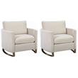 Pemberly Row Set of 2 Upholstered Curved Track Arm Chairs in Beige