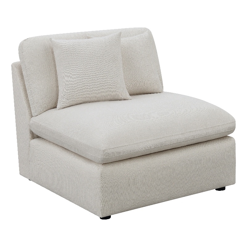 Pemberly Row Set of 2 Modern Upholstered Armless Chairs in Ivory