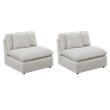Pemberly Row Set of 2 Modern Upholstered Armless Chairs in Ivory