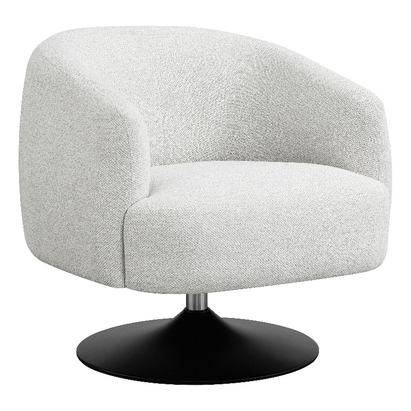 Pemberly Row Set of 2 Upholstered Barrel Back Swivel Club Chairs in Beige