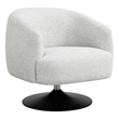 Pemberly Row Set of 2 Upholstered Barrel Back Swivel Club Chairs in Beige