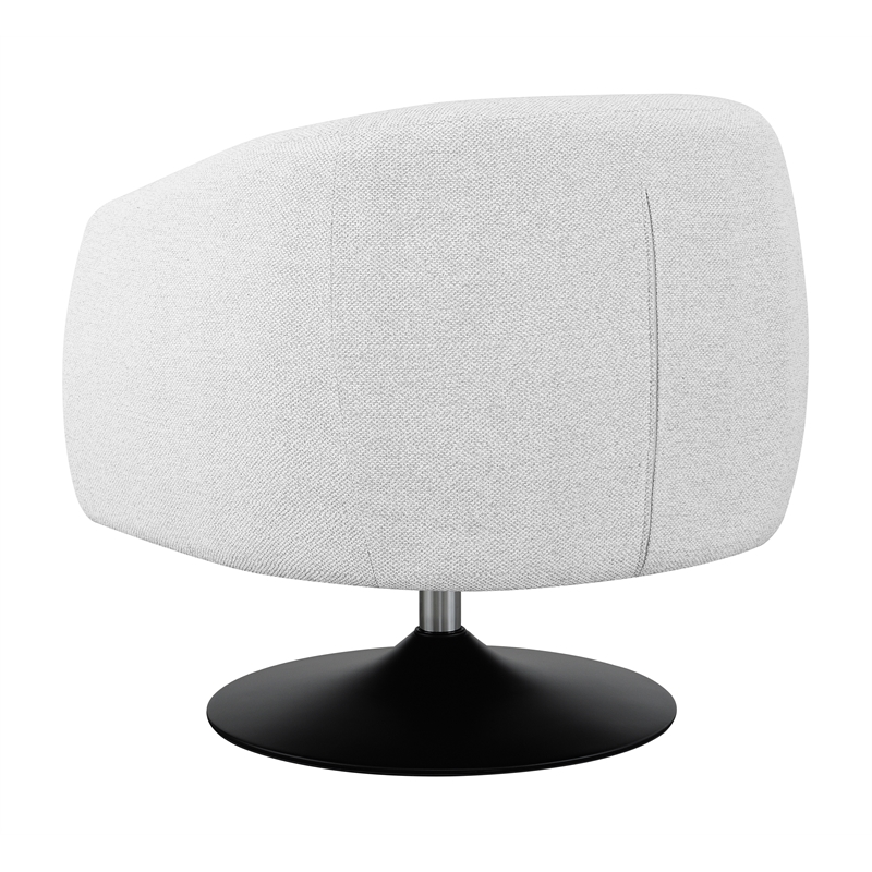 Pemberly Row Set of 2 Upholstered Barrel Back Swivel Club Chairs in Beige