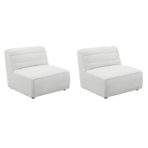Pemberly Row Set of 2 Modern Upholstered Armless Chairs in Natural