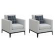 Pemberly Row Set of 2 Upholstered Track Arm Accent Chairs in Light Gray