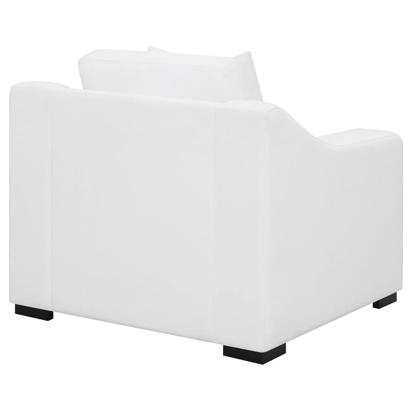 Pemberly Row Set of 2 Upholstered Sloped Arm Accent Chairs in White