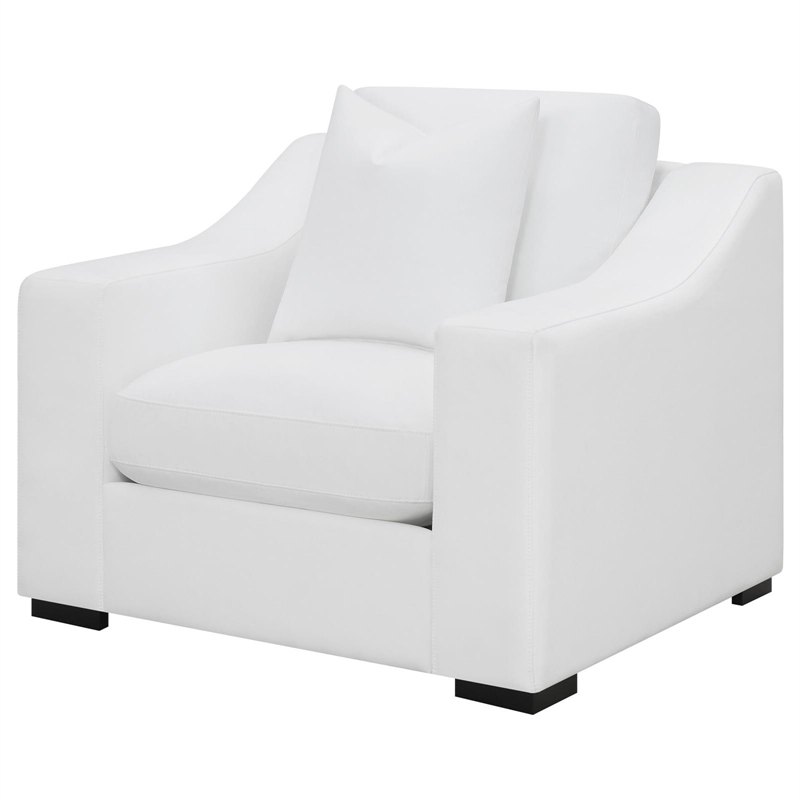 Pemberly Row Set of 2 Upholstered Sloped Arm Accent Chairs in White