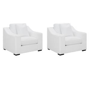 Pemberly Row Set of 2 Upholstered Sloped Arm Accent Chairs in White