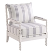Pemberly Row Set of 2 Upholstered Bobbin Accent Chairs in White and Navy