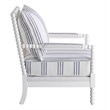 Pemberly Row Set of 2 Upholstered Bobbin Accent Chairs in White and Navy