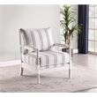 Pemberly Row Set of 2 Upholstered Bobbin Accent Chairs in White and Navy