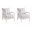 Pemberly Row Set of 2 Upholstered Bobbin Accent Chairs in White and Navy