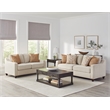 Pemberly Row Set of 2 Upholstered Sloped Arm Accent Chairs in Beige