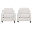 Pemberly Row Set of 2 Upholstered Sloped Arm Accent Chairs in Beige