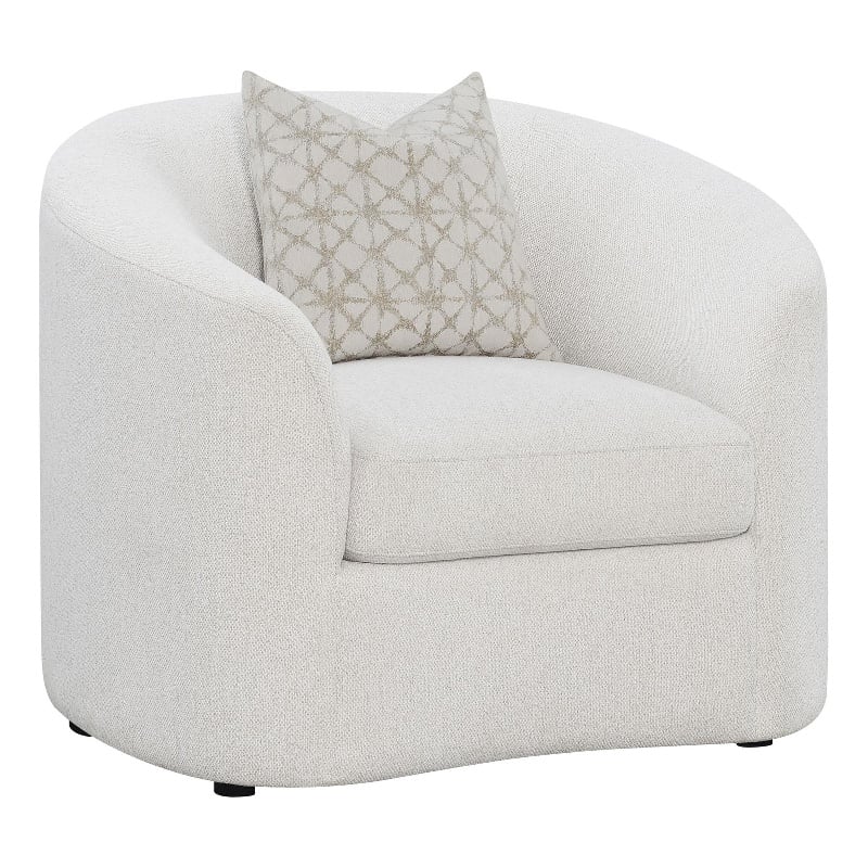 Pemberly Row Set of 2 Boucle Upholstered Sloped Arm Accent Chairs in Latte