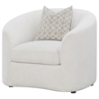 Pemberly Row Set of 2 Boucle Upholstered Sloped Arm Accent Chairs in Latte