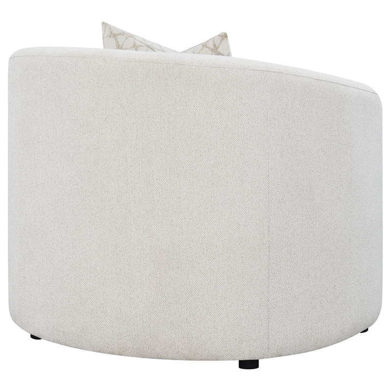 Pemberly Row Set of 2 Boucle Upholstered Sloped Arm Accent Chairs in Latte