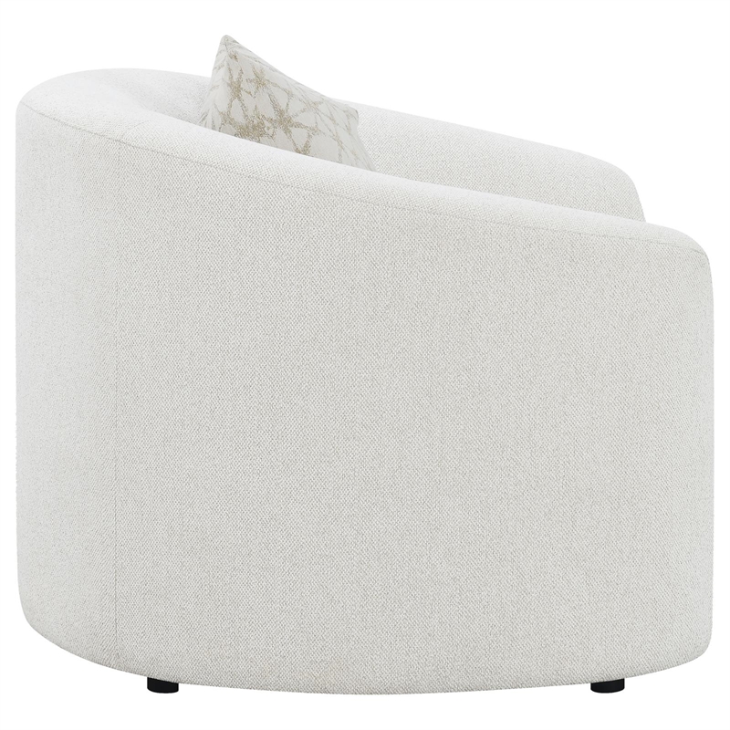 Pemberly Row Set of 2 Boucle Upholstered Sloped Arm Accent Chairs in Latte