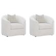 Pemberly Row Set of 2 Boucle Upholstered Sloped Arm Accent Chairs in Latte